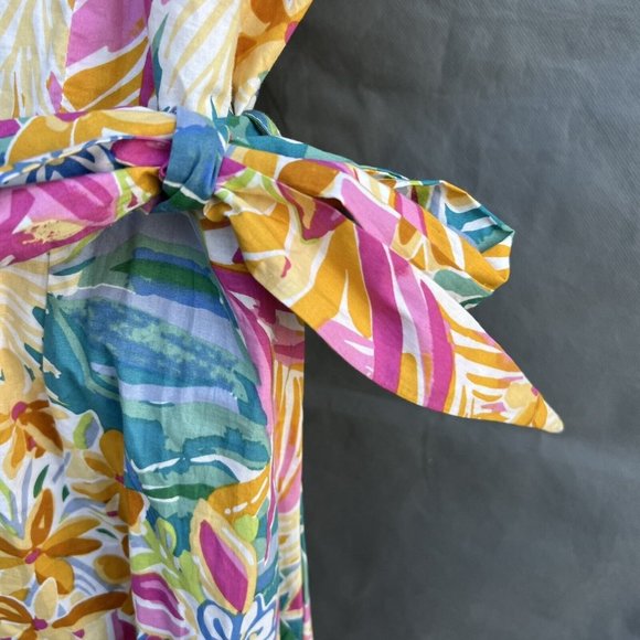 Le Bain Par Molly Bracken Button Front Floral Tropical Midi Sun Dress L Casual - Picture 6 of 8